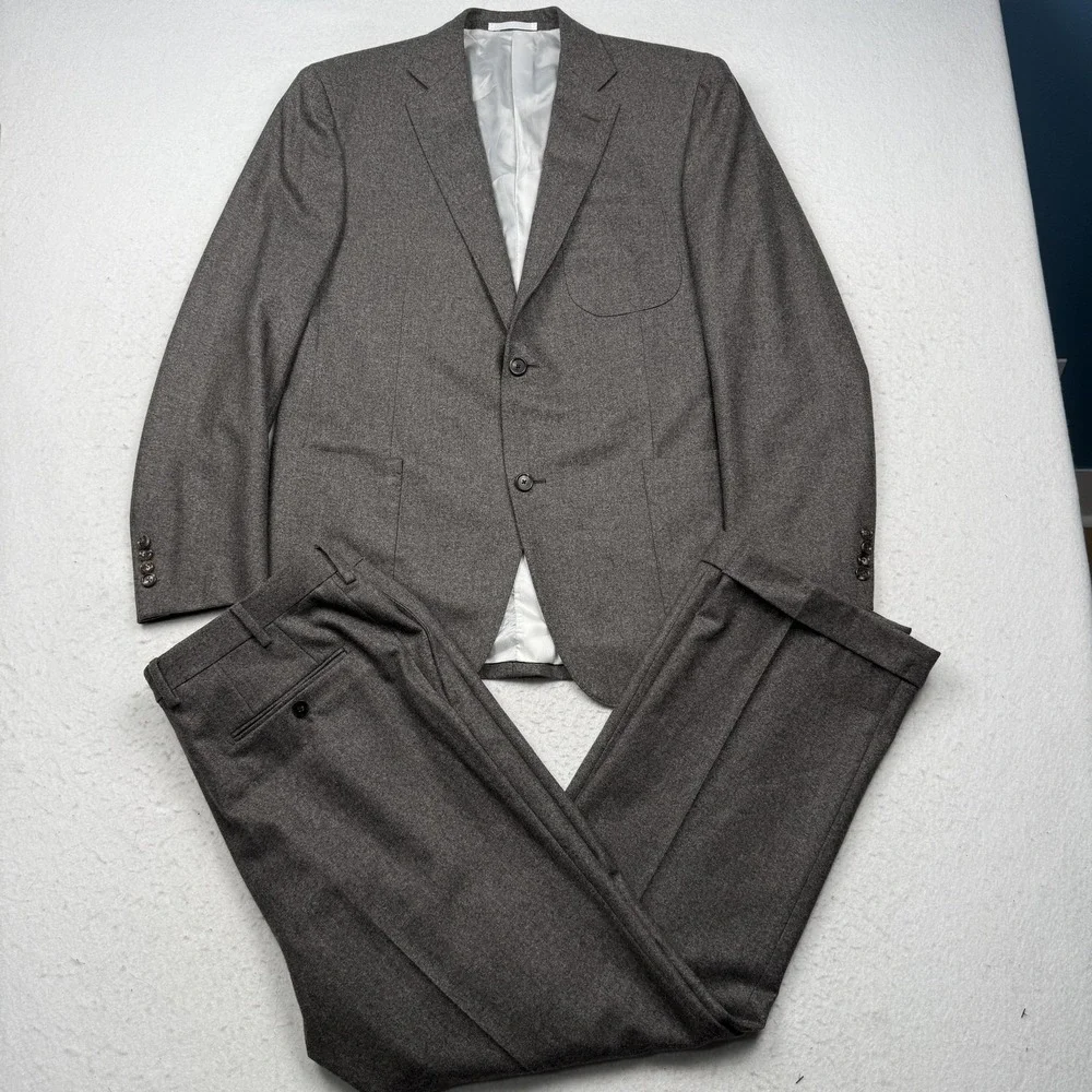 Caruso Suit Mens IT 54 (44 US) 36x31 Brown Wool Superfine 100s 2 Piece Italy